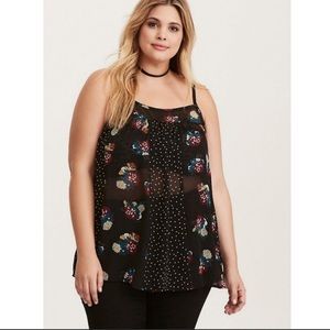 Torrid Sheer Polka Dot Floral print Tank Top